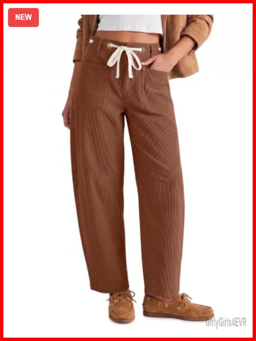 Barrel Wide Leg High Waisted Drawstring Ankle Corduroy Pants